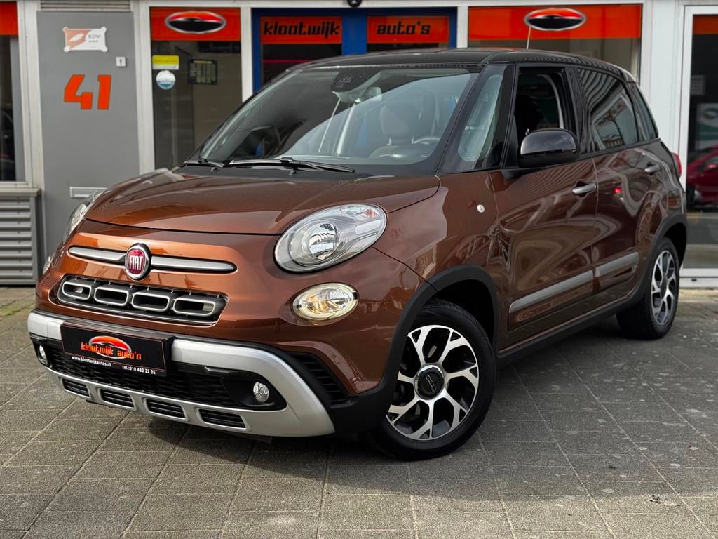 Fiat 500 L 0.9 TwinAir Cross Navigatie Cruise CarPlay NL-Gel, Auto's, Startonderbreker, Gebruikt, Bruin, Leder en Stof