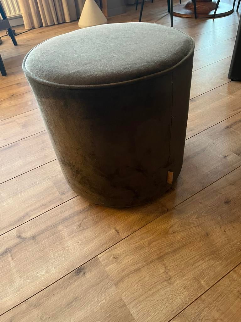 Poef Velvet oud groen van Woood, Ophalen, Minder dan 50 cm, Gebruikt, Rond