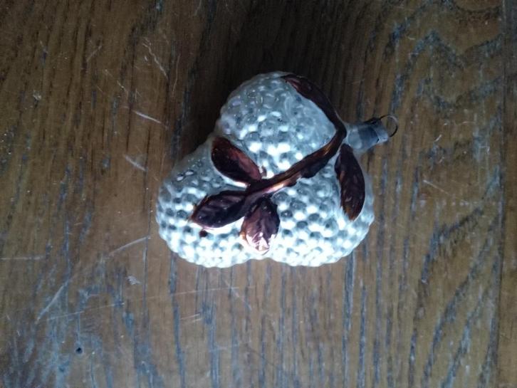 antieke kerstbal nr 306 model rood -bruin blaadjes hart mode, Diversen, Kerst, Gebruikt, Ophalen of Verzenden