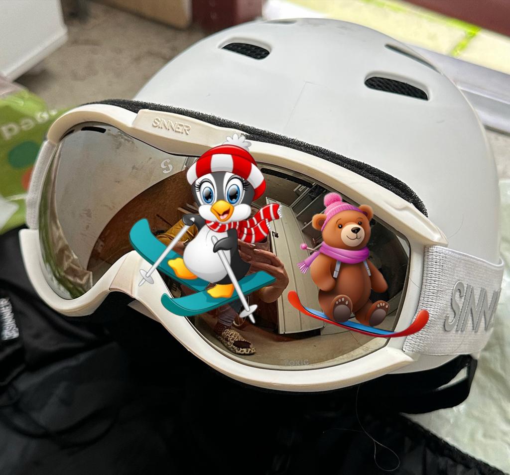 Witte skihelm met skibril, Sport en Fitness, Skiën en Langlaufen, Overige merken, Gebruikt, Overige typen, Ophalen of Verzenden