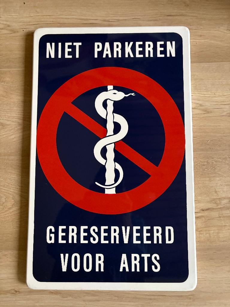 Uniek verkeersbord Niet Parkeren  Voor Arts 33 x 53 cm, Ophalen of Verzenden, Zo goed als nieuw
