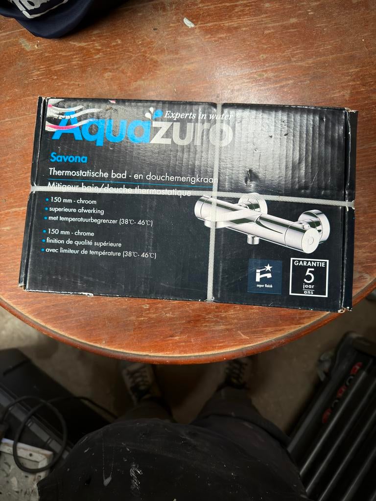 Aquazuro Savona Thermostatische Bad- en Douchemengkraan, Ophalen, Nieuw, Chroom, Kraan