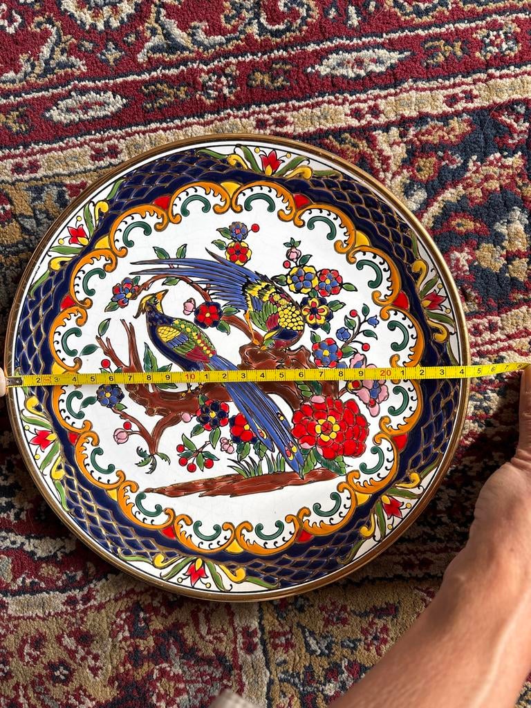 Vintage Faros Keramik Rhodos Wandbord met 24K Goud, Ophalen of Verzenden