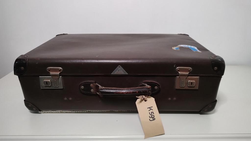 K599 VULCAN FIBRE vintage jaren 40 koffer HULSHOF zeer fraai, Sieraden, Tassen en Uiterlijk, Koffers, Gebruikt, 50 tot 60 cm, Ophalen of Verzenden