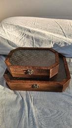 Houten glazen kistjes decoratie 2 stuk grote en kleine, Ophalen, Nieuw, Minder dan 50 cm, Minder dan 50 cm