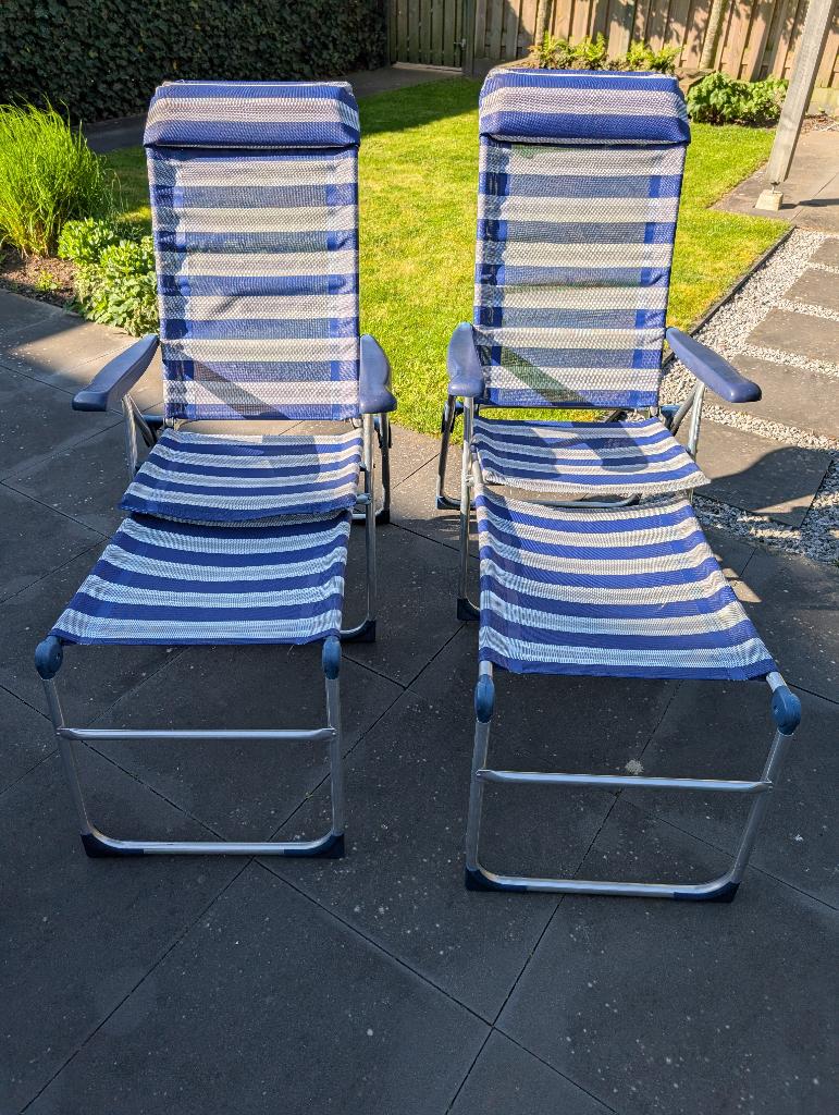 Crespo campingstoelen inclusief voetensteun, Caravans en Kamperen, Kampeermeubelen, Ophalen, Gebruikt, Campingstoel