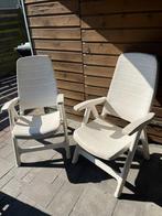 2 Witte tuinstoelen, Tuin en Terras, Tuinstoelen, Ophalen, Gebruikt, Kunststof