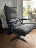 Lederen relaxstoel met voetenbankje, zo goed als nieuw, Huis en Inrichting, Ophalen of Verzenden, Zo goed als nieuw, Leer