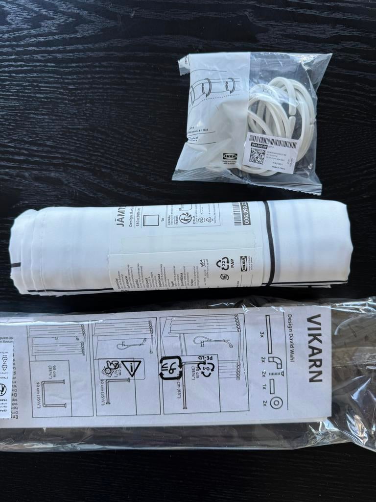 Complete NIEUWE set IKEA douchegordijn, stang én ringen, Ophalen, Nieuw, 150 tot 200 cm