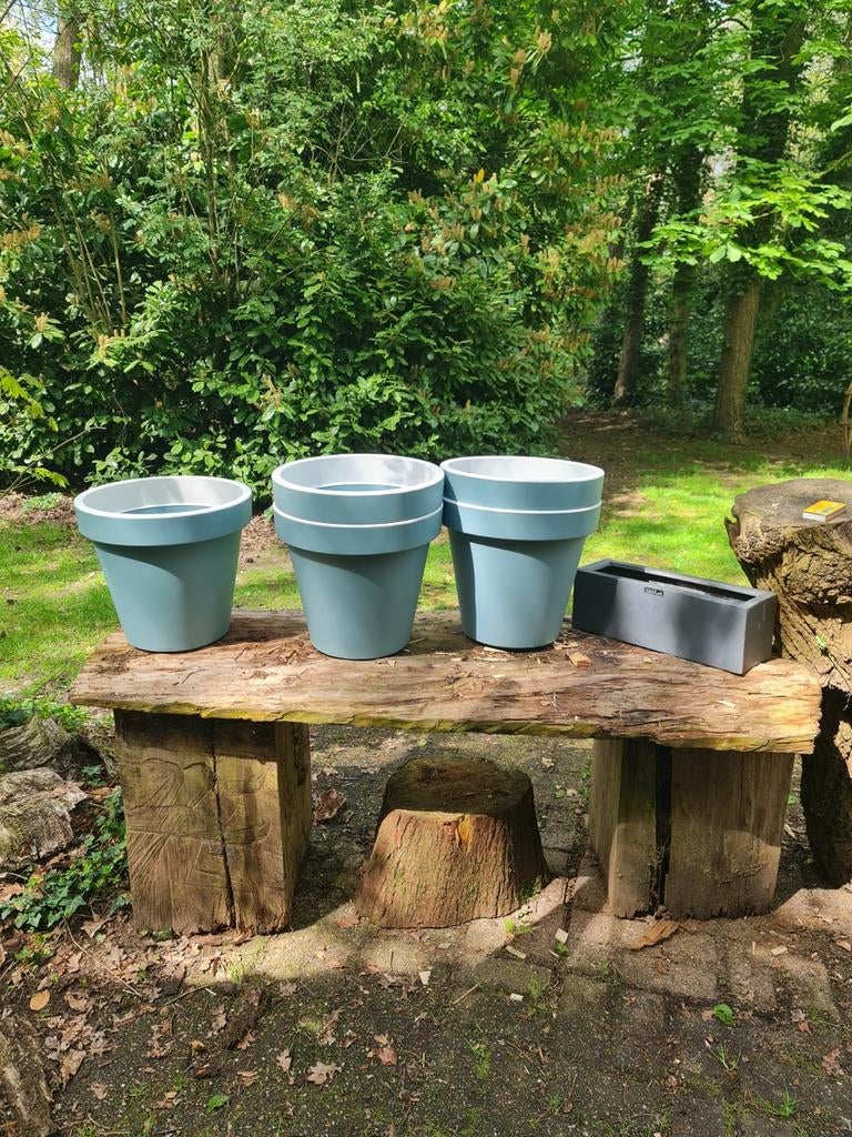 5 Nieuwe Kunststof Bloempotten - Doorsnede 40 cm, Tuin en Terras, Bloembakken en Plantenbakken, Kunststof, Minder dan 60 cm, Rond