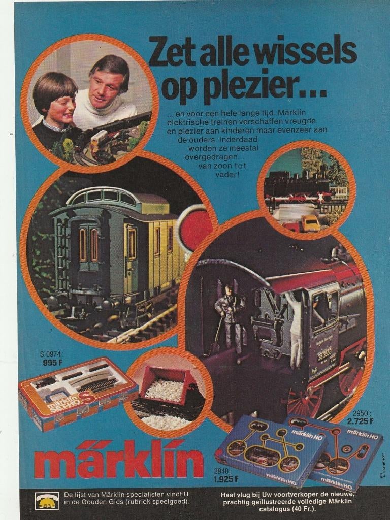 Retro reclame 1980 Märklin modeltrein jongetje wissel, Verzenden, Overige typen