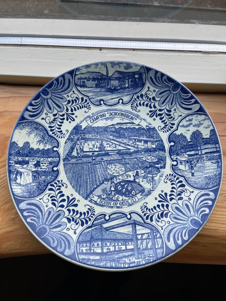 Delfts Blauw bord camping Schoonbron Schin op Geul, Ophalen