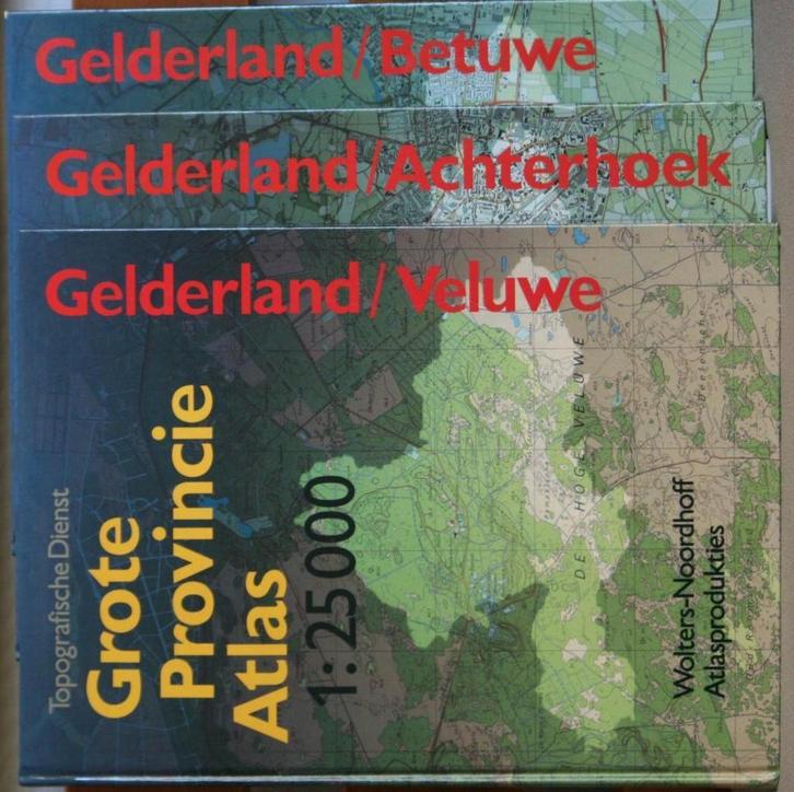 Provincieatlassen, 3 delen, Gelderland, Boeken, Atlassen en Landkaarten, Zo goed als nieuw, Landkaart, Nederland, 1800 tot 2000