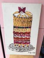 Andy Warhol Canvas Schilderij Taart met Vlinders 70x43cm, Antiek en Kunst, Ophalen