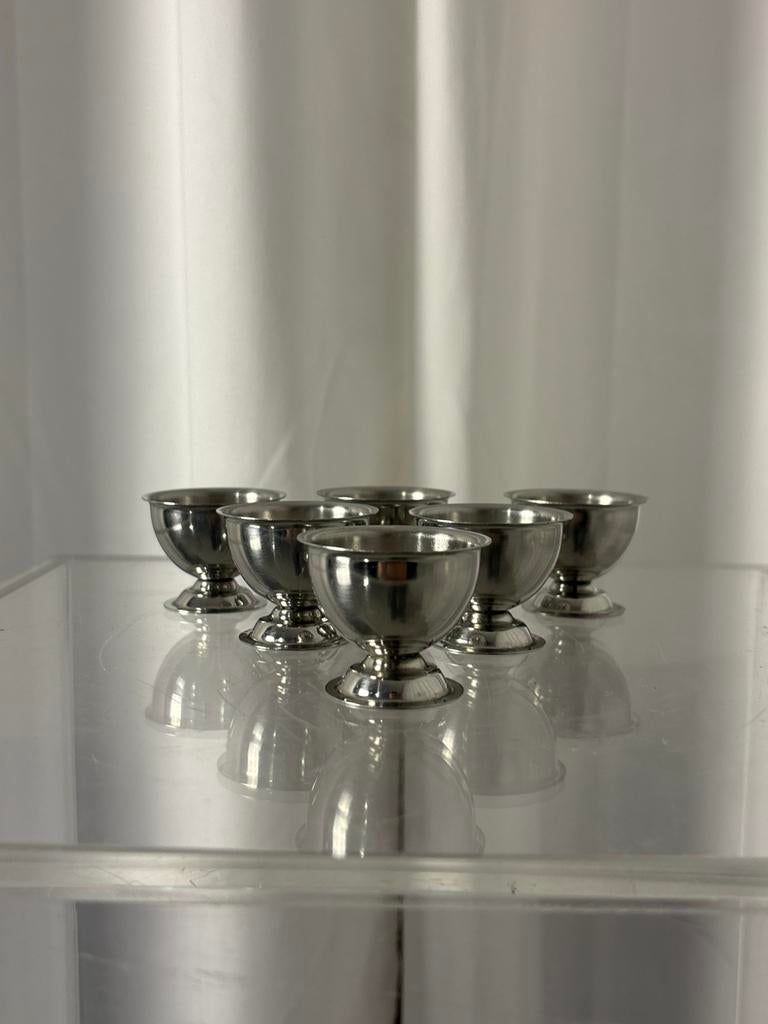 6x rvs eierdoppen, IJzer of Staal, Ophalen of Verzenden, Zo goed als nieuw, 17 tot 18