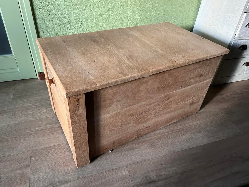 Dekenkist in blank eiken, Ophalen, Minder dan 50 cm, Gebruikt, 50 tot 100 cm