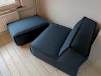 Umix fauteuil en hocker donkerblauw zgan, Ophalen, Eenpersoons, 75 tot 100 cm, Zo goed als nieuw