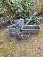 Set van 4 vintage zinken tuinaccessoires, Ophalen of Verzenden
