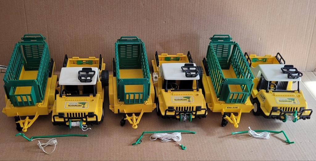 3 x playmobil set 3528(jeep) en 3529 (aanhanger) Ngorongoro, Ophalen of Verzenden, Gebruikt, Los playmobil