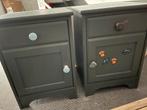 Set van 2 houten nachtkastjes - Donkergrijs, Huis en Inrichting, Slaapkamer | Nachtkastjes, Ophalen, Gebruikt, Minder dan 45 cm