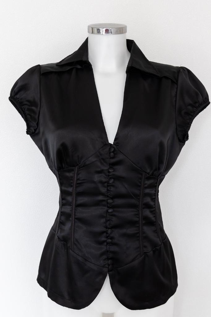 Getailleerde zwarte blouse maat S, Kleding | Dames, Blouses en Tunieken, Gedragen, Maat 36 (S), Zwart, Ophalen of Verzenden