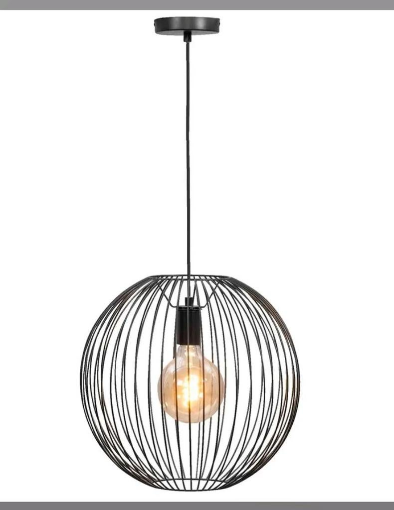 Moderne hanglamp Xavier - Zwart metaal, Ø40cm, Modern, Industrieel, Ophalen of Verzenden, Zo goed als nieuw, Metaal