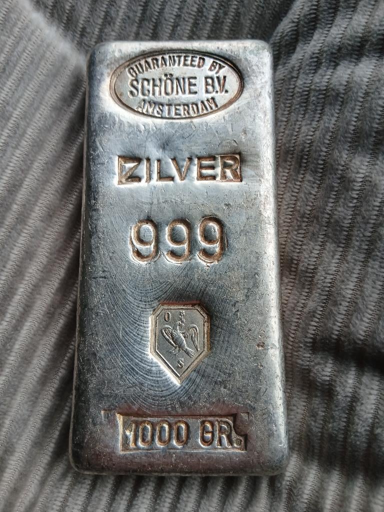 Zilverbaar kilo zilver baar, Postzegels en Munten, Edelmetalen en Baren, Ophalen, Zilver