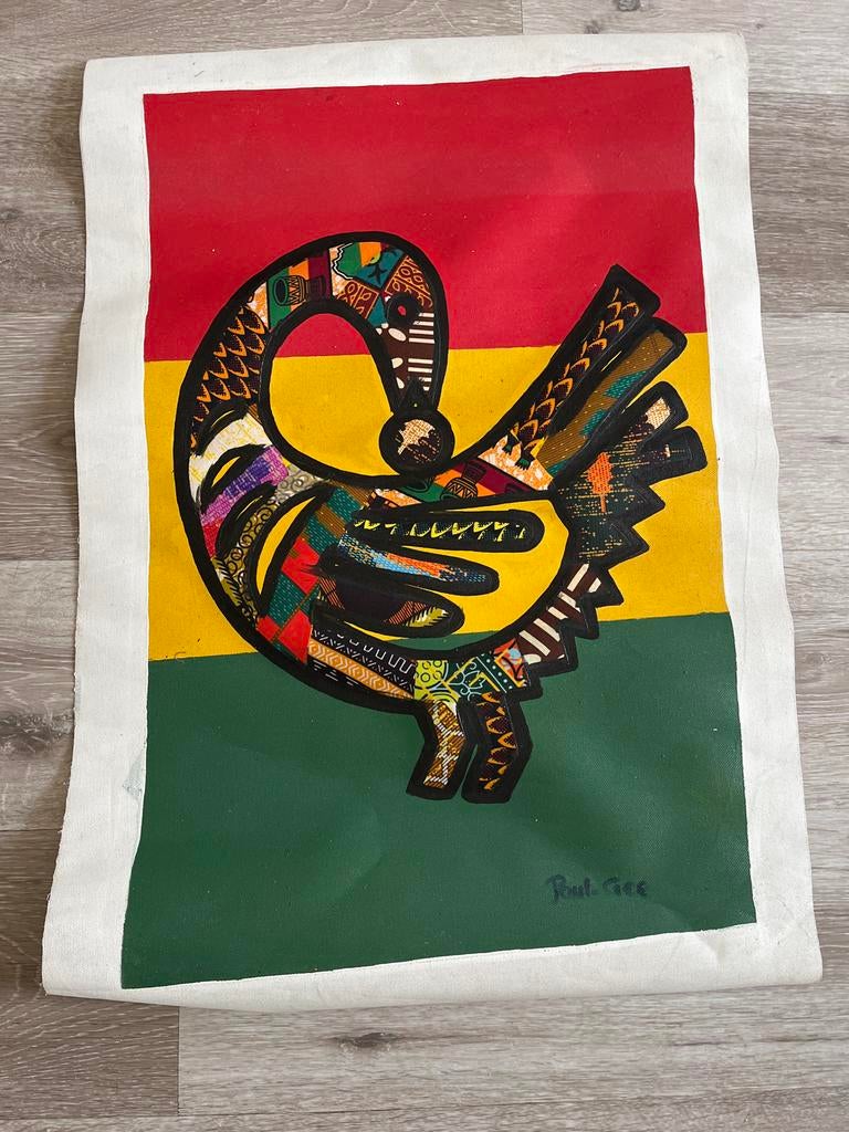 Sankofa vogel kunstwerk op doek - Afrikaanse kunst, Ophalen of Verzenden