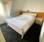 Grenen bed whitewash - 160x200 - compleet met 2 nachtkastjes, Ophalen, Wit, Tweepersoons, 200 cm