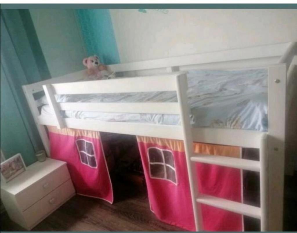 Halfhoogslaper met trap, glijdbaan en goedijnen, Ophalen, Gebruikt