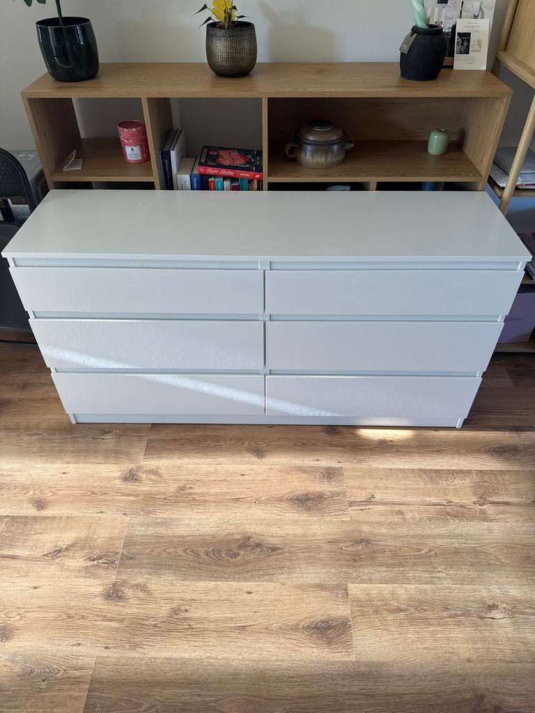 IKEA KULLEN Ladekast wit, 6 lades, 140x40x72 cm, Huis en Inrichting, Ophalen, 100 tot 150 cm, 5 laden of meer, Zo goed als nieuw