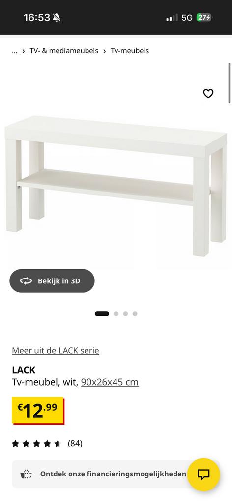 Tv meubel, Huis en Inrichting, Tafels | Sidetables, Ophalen, Zo goed als nieuw, 25 tot 50 cm, Rechthoekig