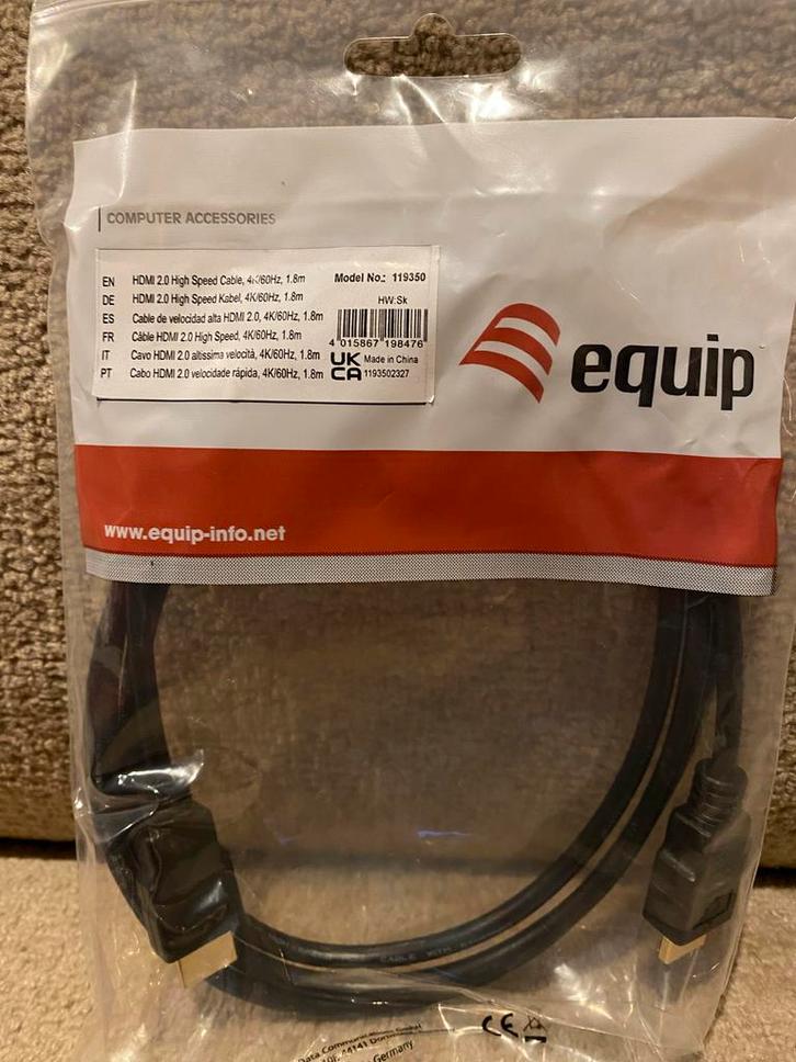 HDMI 2.0 High Speed Kabel, 4K/60Hz, 1.8m, Audio, Tv en Foto, Audiokabels en Televisiekabels, Nieuw, HDMI-kabel, Minder dan 2 meter