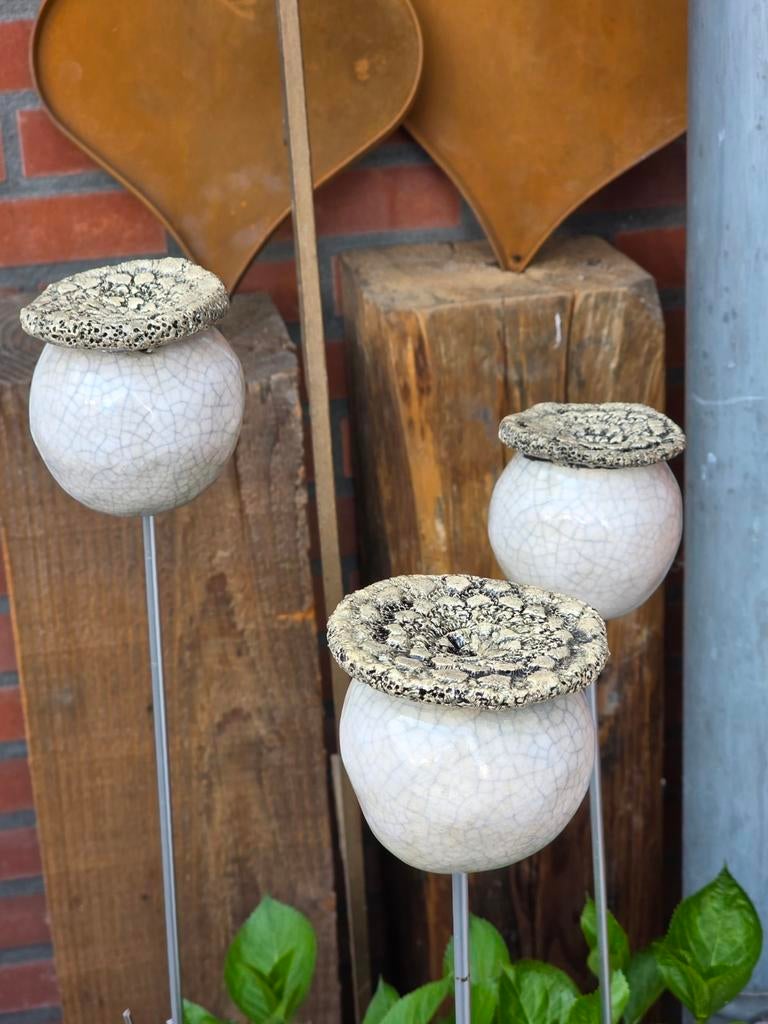 3 papaverbolen keramiek, Ophalen of Verzenden