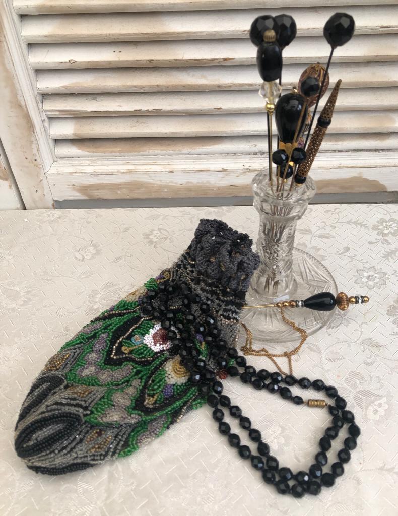 antieke glaskraaltjes tasje buideltasje, Ophalen of Verzenden