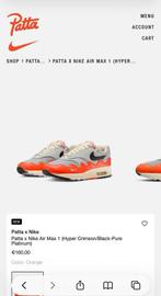 Patta x Nike Air Max 1 Hyper Crimson - Maat 41, Kleding | Heren, Schoenen, Overige kleuren, Nieuw, Ophalen of Verzenden, Sneakers of Gympen