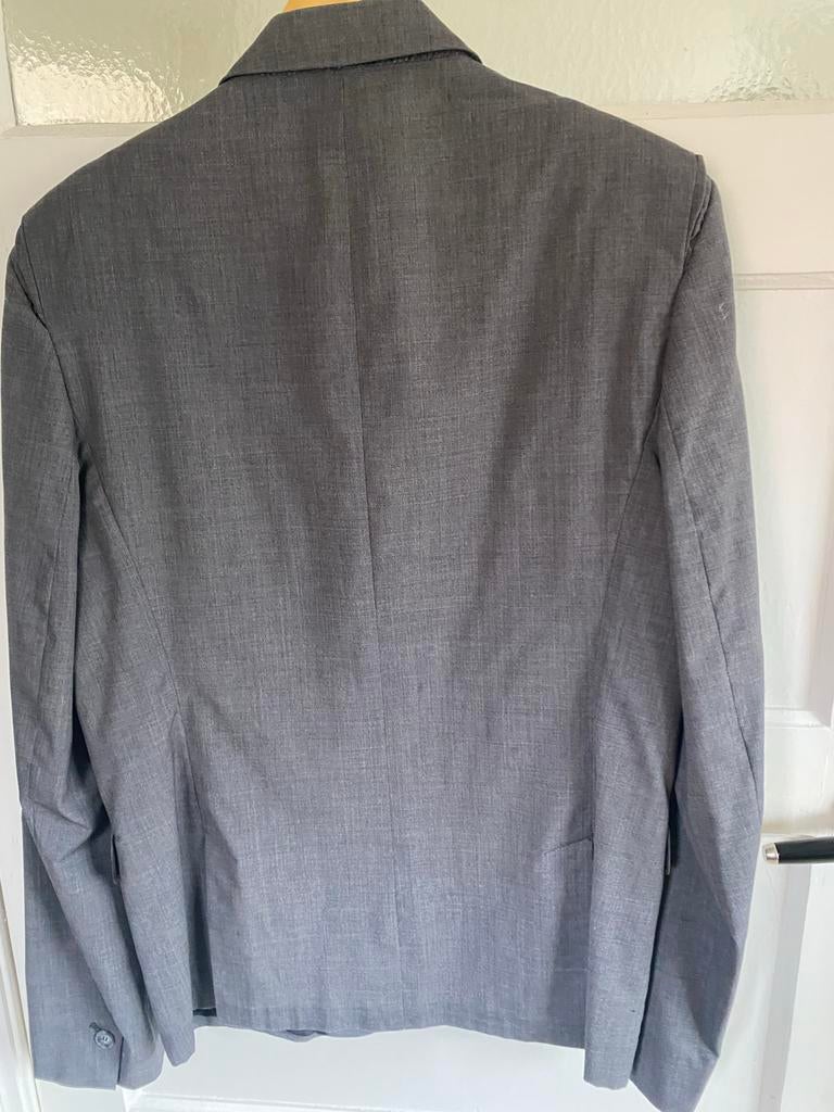 AllSaints grijs jasje wol maat 48 slimfit ongevoerd, Verzenden, Zo goed als nieuw, Maat 48/50 (M), Grijs