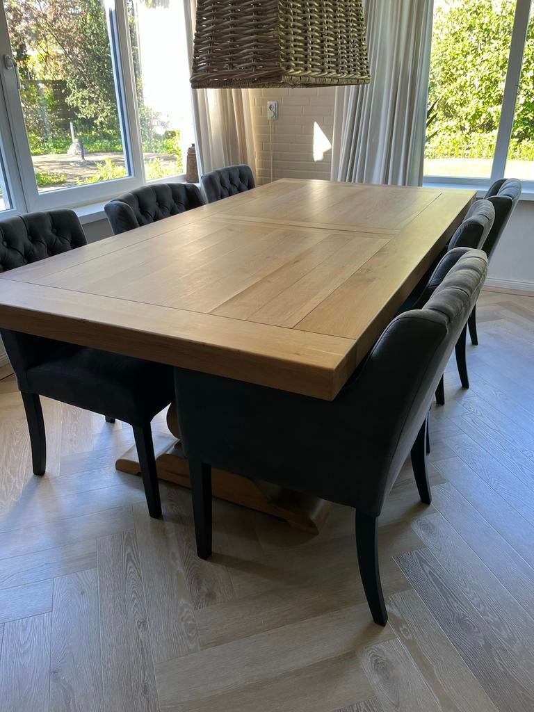 Robuuste Eiken Kloostertafel - Eettafel 220x110x78 cm, Ophalen, Gebruikt, 100 tot 150 cm, Eikenhout