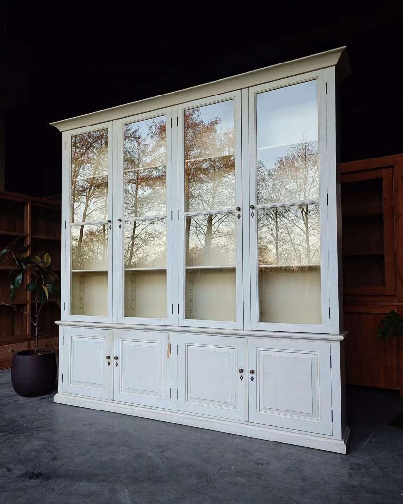 Hoge franse vitrinekast | Oude buffetkast #2541, Niet ingevuld, Met plank(en), 200 cm of meer, Niet ingevuld