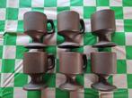 Vintage Cor Unum servies bruine bekers oor 6x, Huis en Inrichting, Ophalen of Verzenden, Gebruikt, Overige stijlen, Kop(pen) en/of Schotel(s)