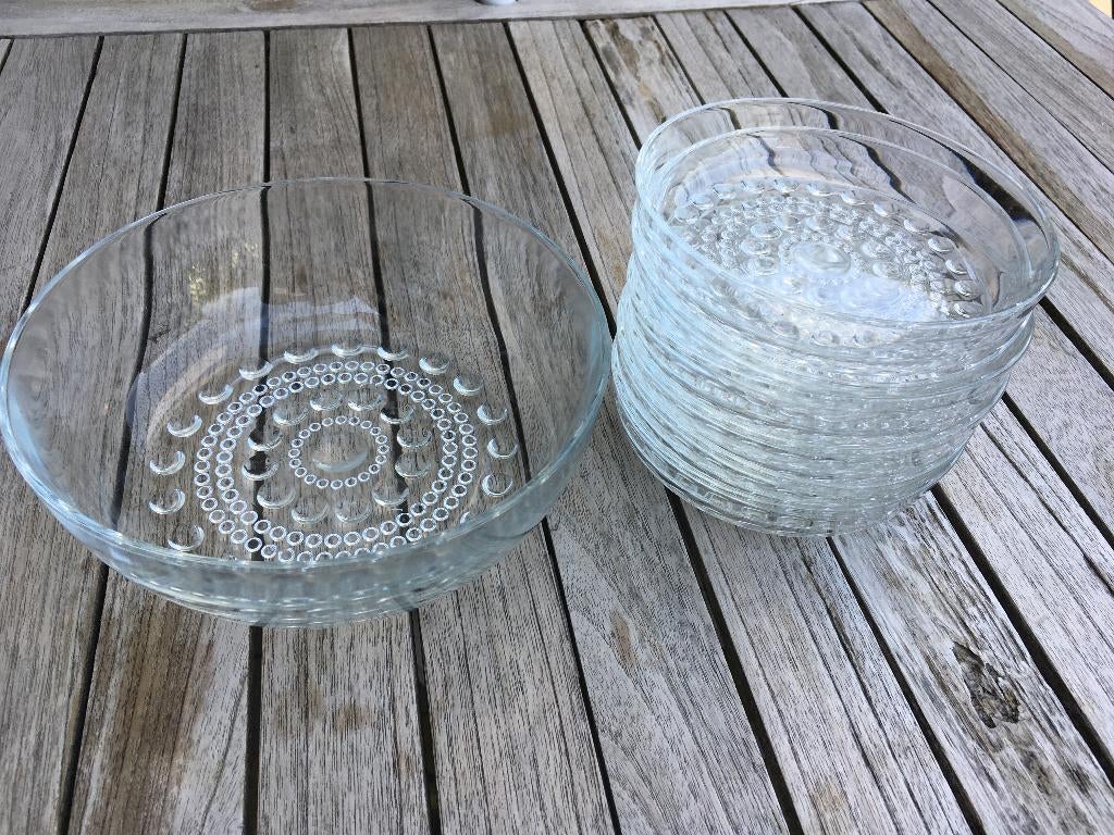 Set van Glazen schaal met 6 kleine schaaltjes, Huis en Inrichting, Keuken | Servies, Ophalen of Verzenden, Overige stijlen, Glas