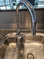 RVS Keukenmengkraan met uittrekbare slang, Minder dan 50 cm, Gebruikt, Grijs, Ophalen of Verzenden