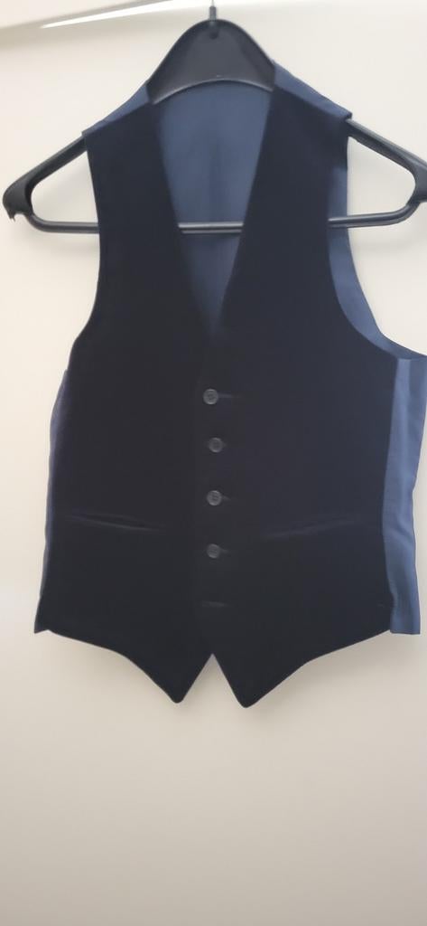Donkerblauw fluwelen 3-delig mannenpak - Maat 30/32, Ophalen, Gedragen, Overige maten, Blauw