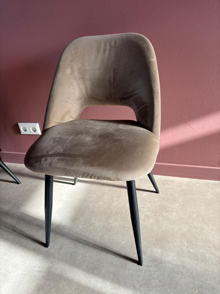 Kwantum eetkamerstoelen beige/bruin (4 stuks), Huis en Inrichting, Stoelen, Ophalen, Bruin, Zo goed als nieuw, Vier