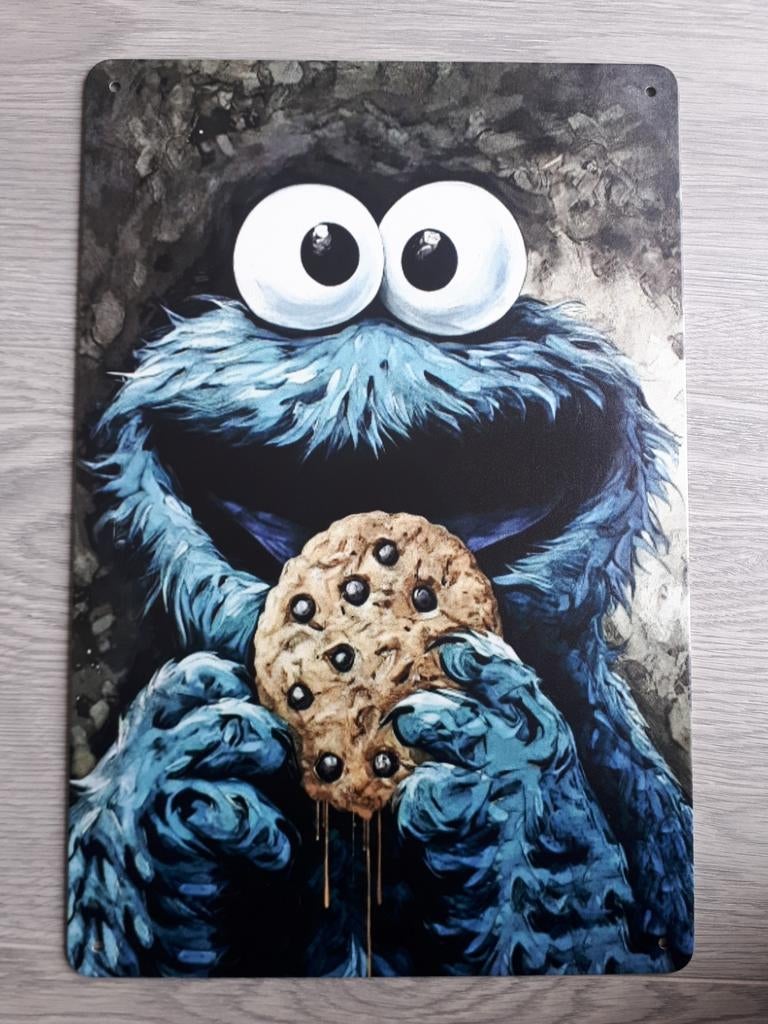 Cookie Monster Sesamstraat 20x30 cm Metalen Reclamebord, Ophalen of Verzenden, Nieuw, Reclamebord