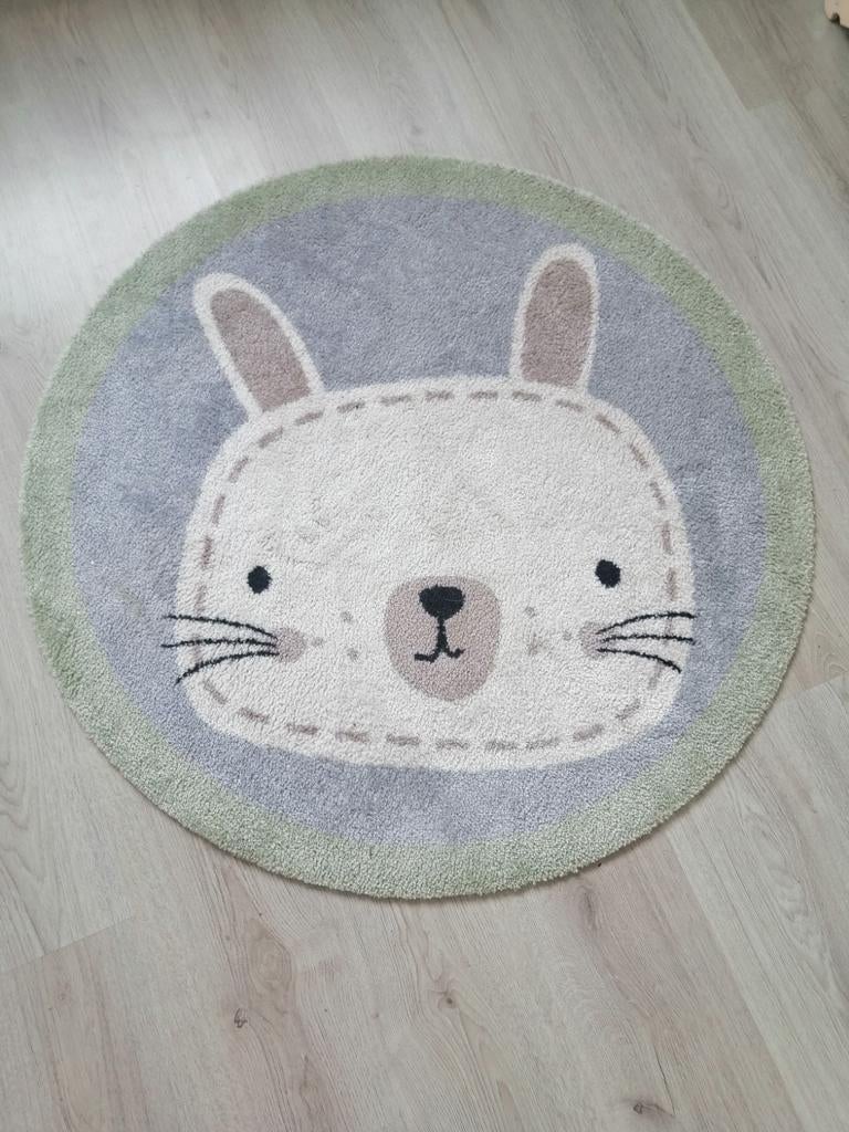 Rond vloerkleed konijn - Kinderkamer, Gebruikt, 50 tot 100 cm, Rond, Kinderlijk, Speels, Modern