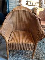 4x vintage grote loyd loom eetkamer stoelen, riet, Ophalen, Gebruikt, Bruin, Riet of Rotan