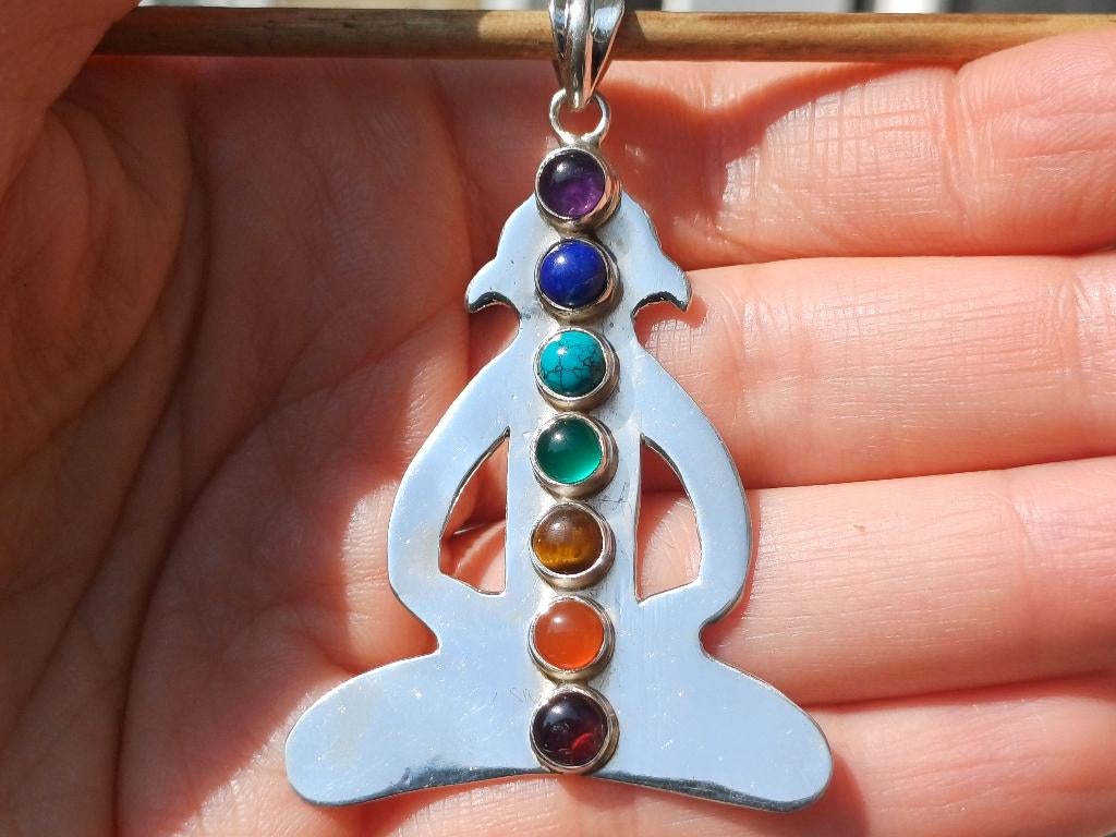 Vanoli 925 zilveren kettinghanger chakra stenen Boeddha, Daiva1973@hotmail.com, Vanoli, Overige kleuren, Amsterdam