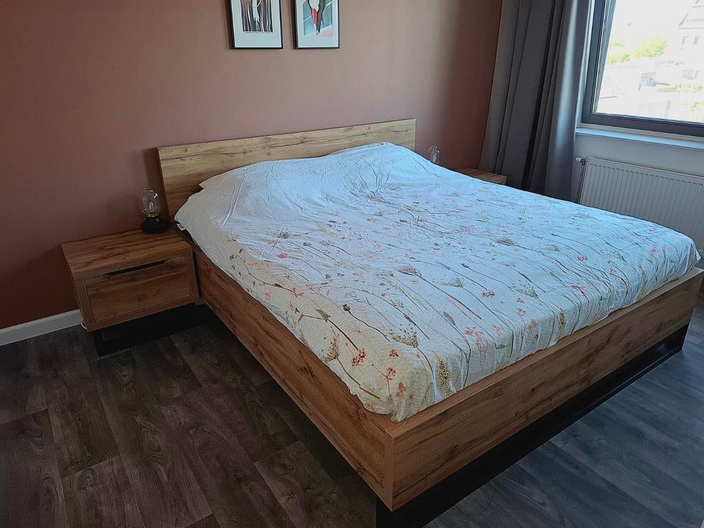 Tweepersoonsbed, Huis en Inrichting, Ophalen, Bruin, Tweepersoons, Zo goed als nieuw