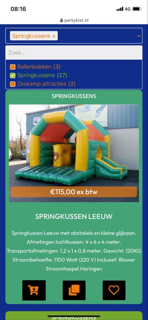 Springkussen Leeuw met obstakels en glijbaan, Ophalen of Verzenden, Gebruikt